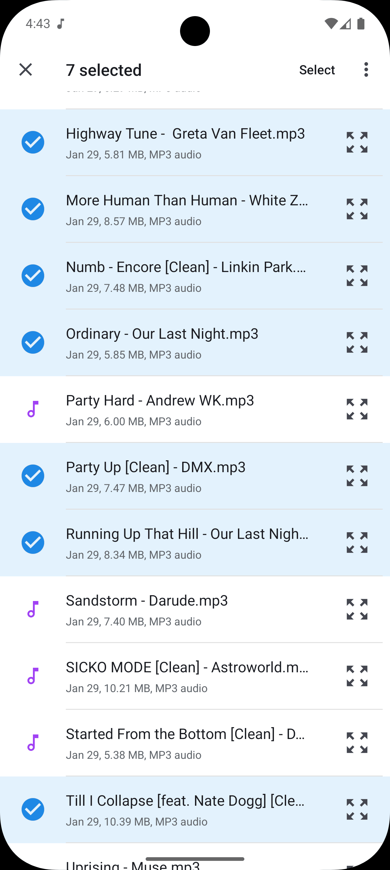 Multi-file import screen